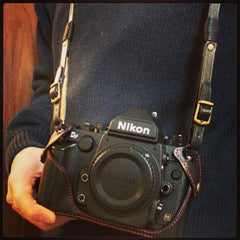 Nikon DF Leather Camera Case - Half Case + Strap - kaza-deluxe
