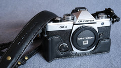 Stylish OM System OM-3 Leather Camera Case: Handcrafted Protection with Elegant Design - kaza-deluxe