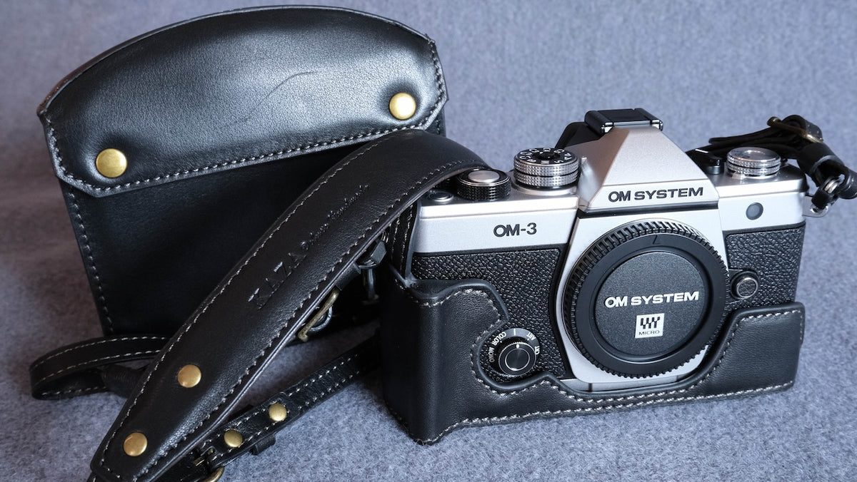 Stylish OM System OM-3 Leather Camera Case: Handcrafted Protection with Elegant Design
