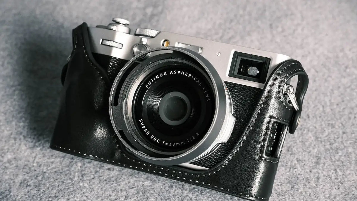 Fujifilm X 100VI Leather Camera Case - kaza-deluxe - Black - Half Case