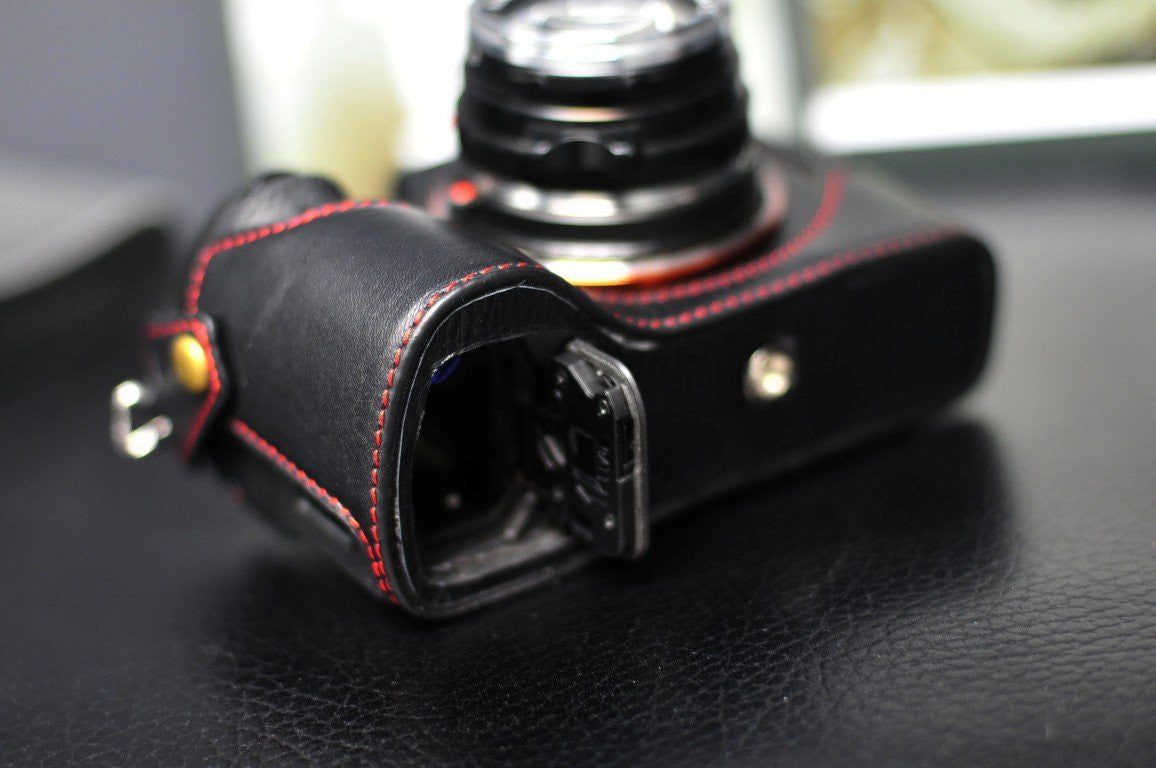 Custodia Mezza Fotocamera Vera Pelle Per Sony A7 A7R A7S Aperta - Foto 2