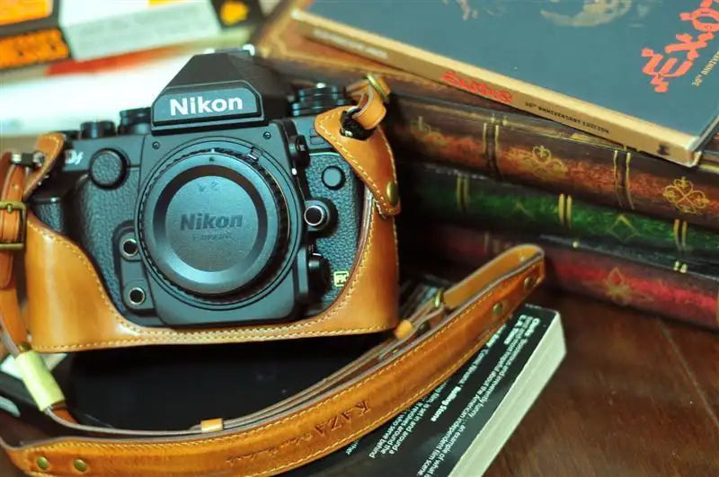 Nikon DF Leather Camera Case - Half Case + Strap - kaza-deluxe
