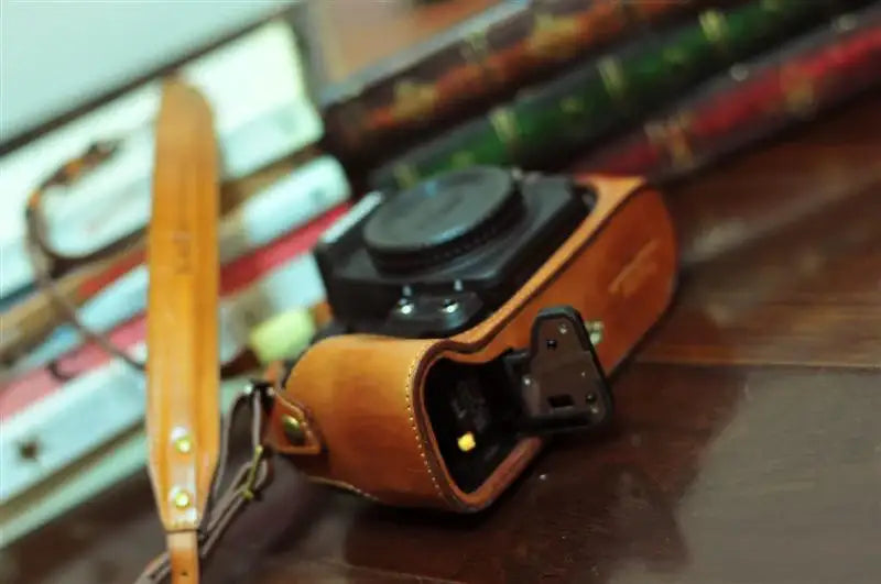 Nikon DF Leather Camera Case - Half Case + Strap - kaza-deluxe