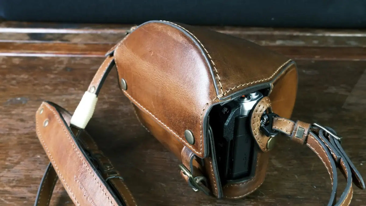 Olympus EM10 MK IV Leather camera case - kaza-deluxe