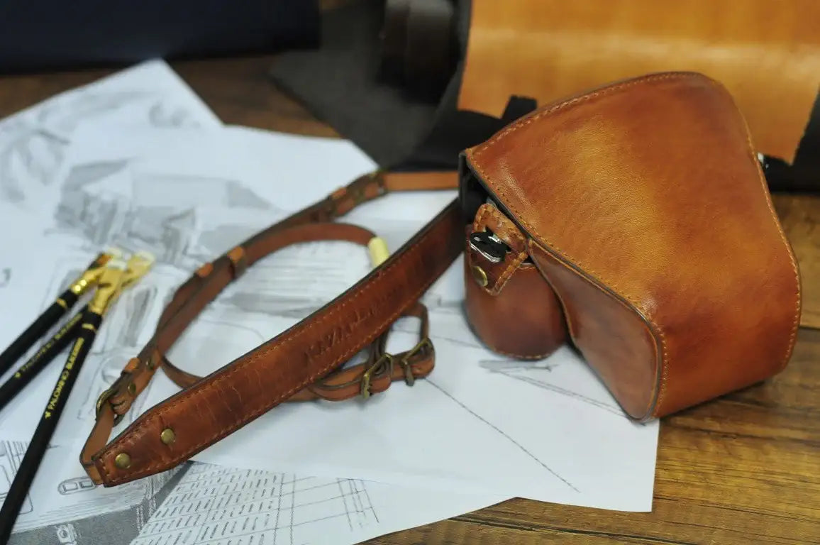 Olympus E M5 Mark II Leather Camera Case - kaza-deluxe