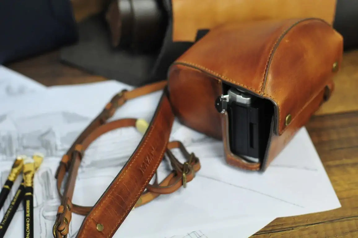 Olympus E M5 Mark II Leather Camera Case - kaza-deluxe
