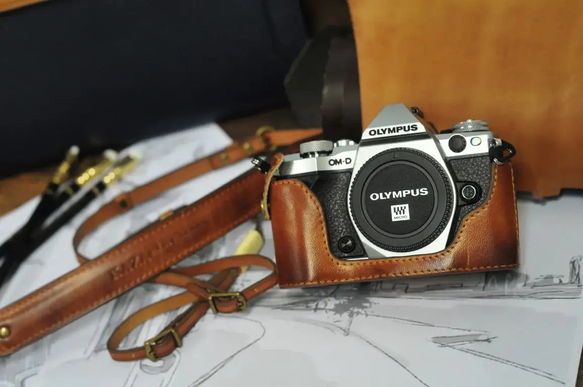 Olympus E M5 Mark II Leather Camera Case - kaza-deluxe