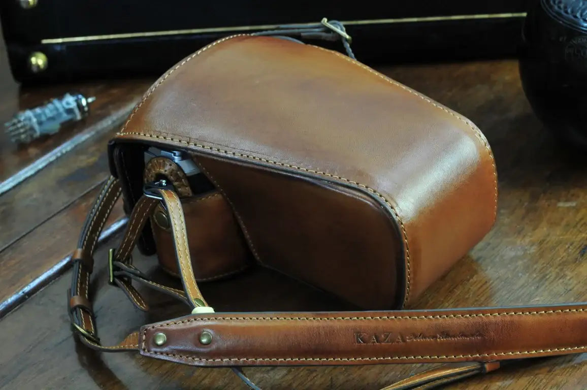 Olympus E M5 Mark III Leather Camera Case - kaza-deluxe