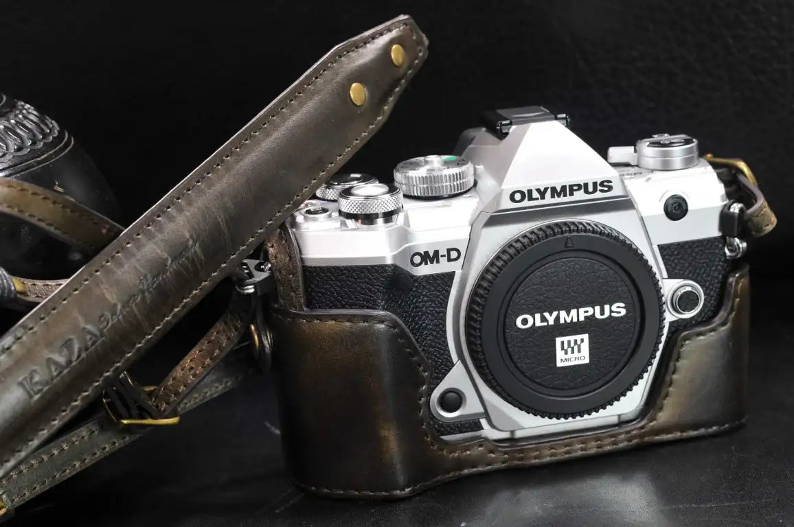 Olympus E M5 Mark III Leather Camera Case - kaza-deluxe