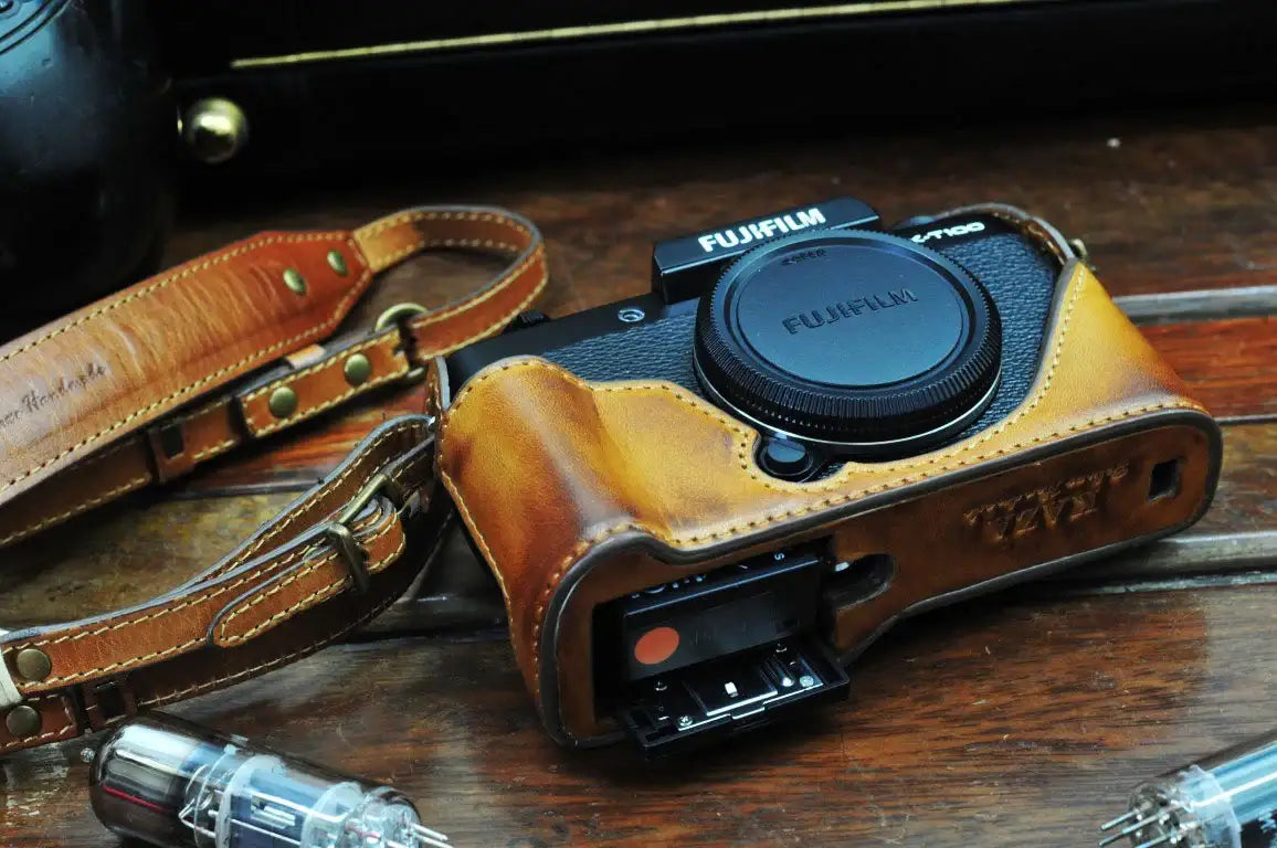 Fujifilm X T100 Leather Camera Case - kaza-deluxe