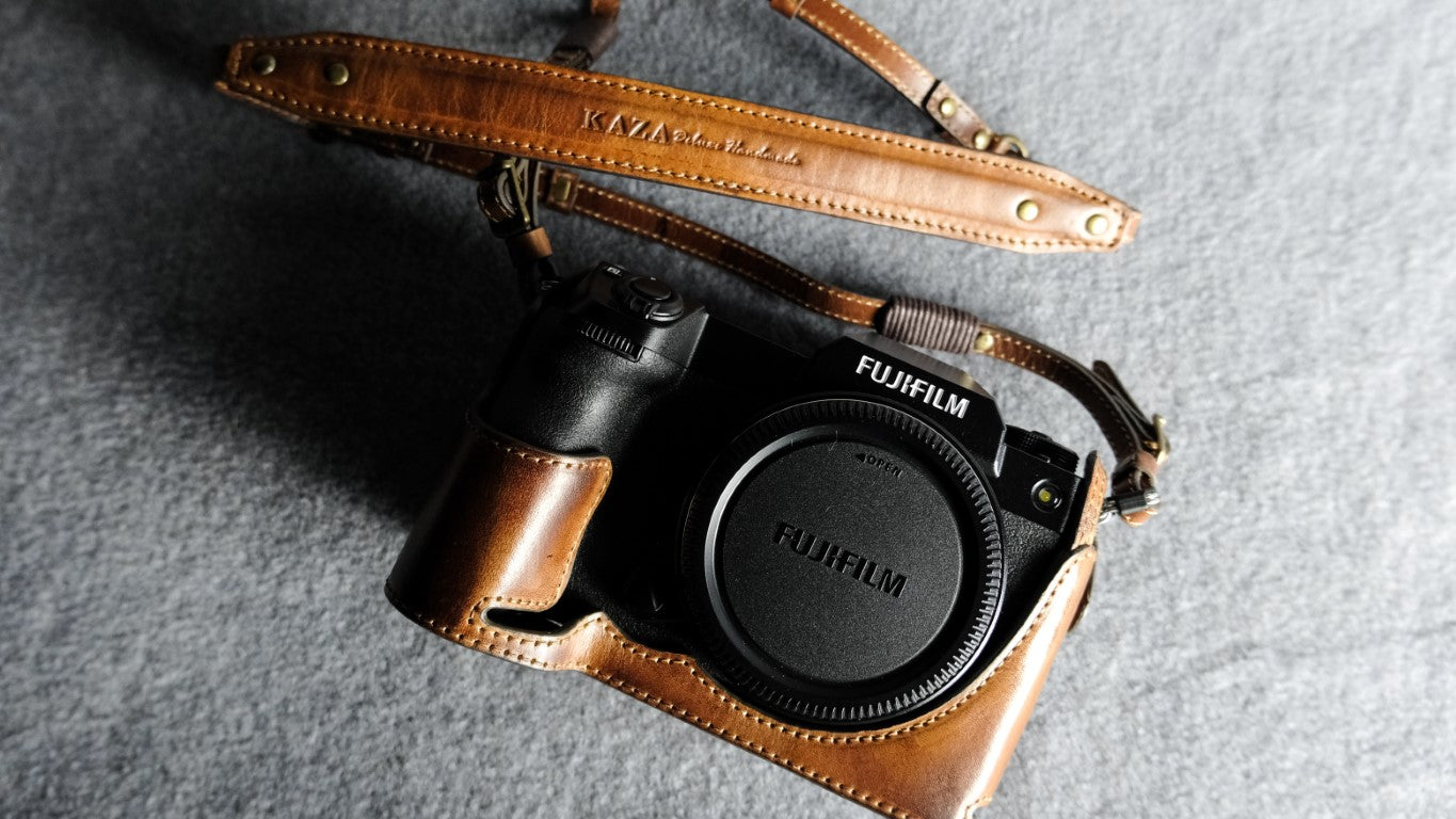 Fujifilm GFX100S /GFX50S II Leather Camera Case - Half Case + Strap