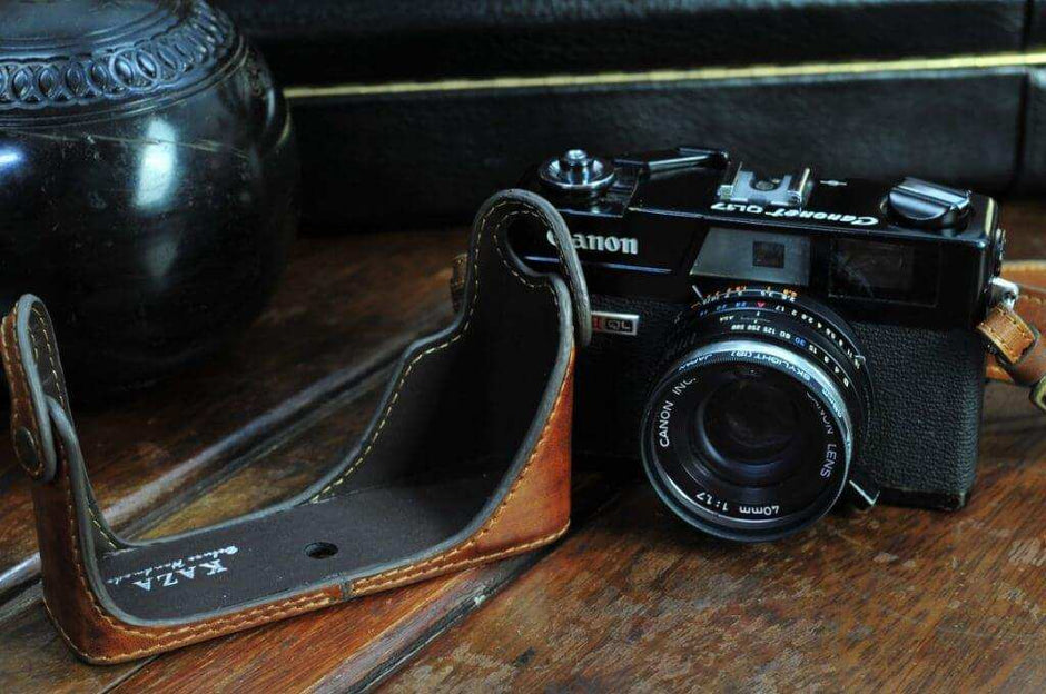 Canon 35mm Camera レザーケース付き⭐︎ Canon Series Leather Camera Case - Kaza-deluxe – Kaza Deluxe