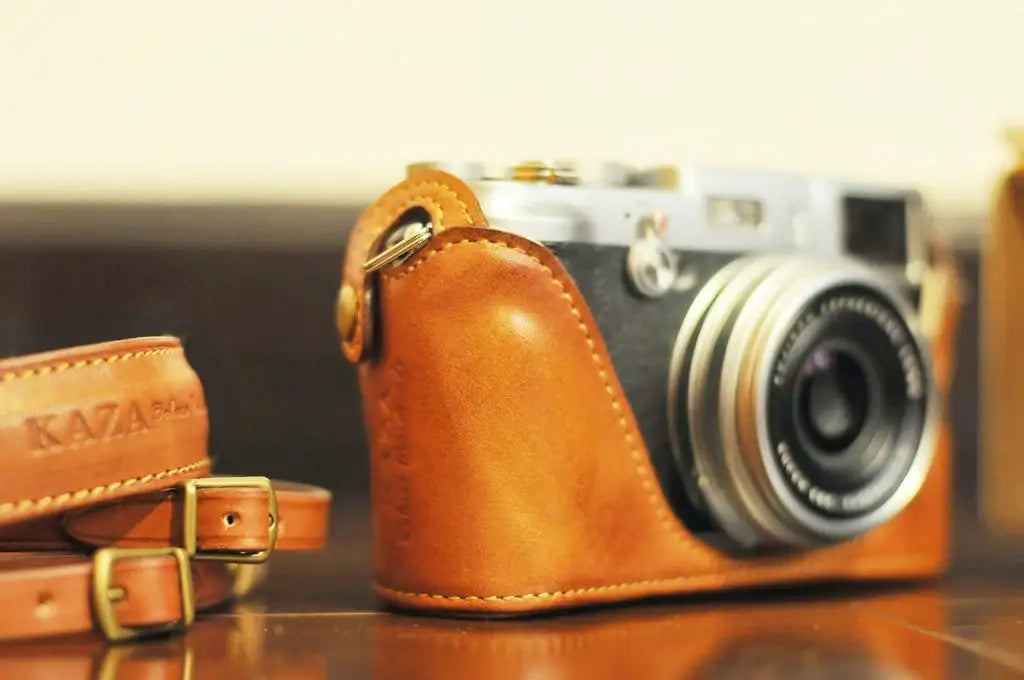 Fujifilm X 100 / X 100S Series Leather Camera Case - Brown Camera Case + Strap - kaza-deluxe