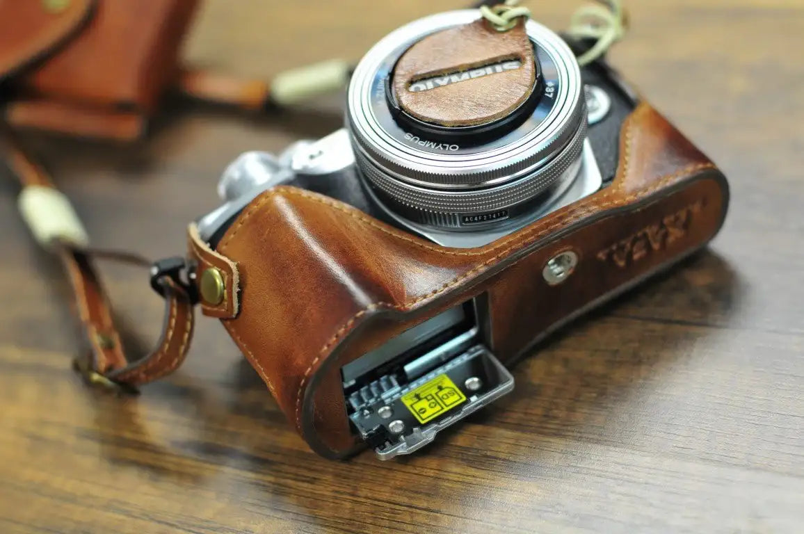 Olympus E M10 Mark III Leather Camera Case - Combo Set - kaza-deluxe