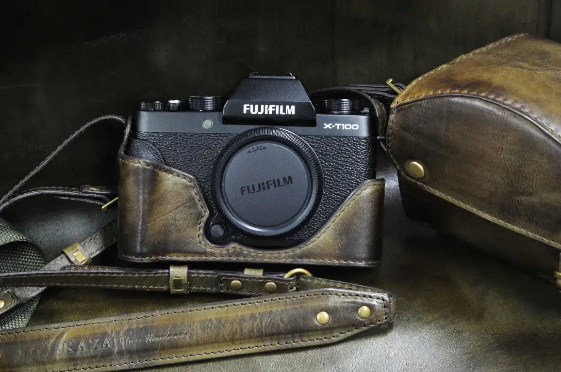 Fujifilm X T100 Leather Camera Case - kaza-deluxe