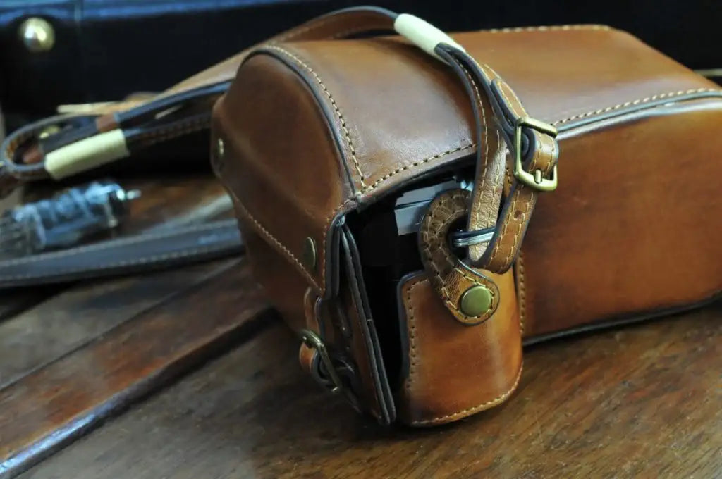 Olympus E M5 Mark III Leather Camera Case - kaza-deluxe