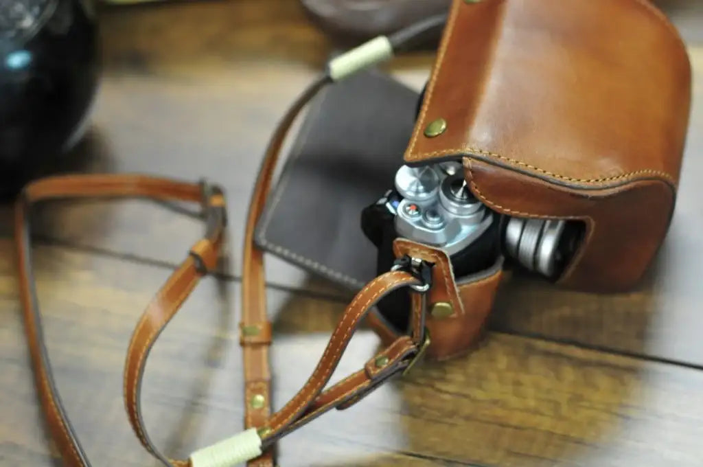 Olympus E M10 Mark III Leather Camera Case - Combo Set - kaza-deluxe