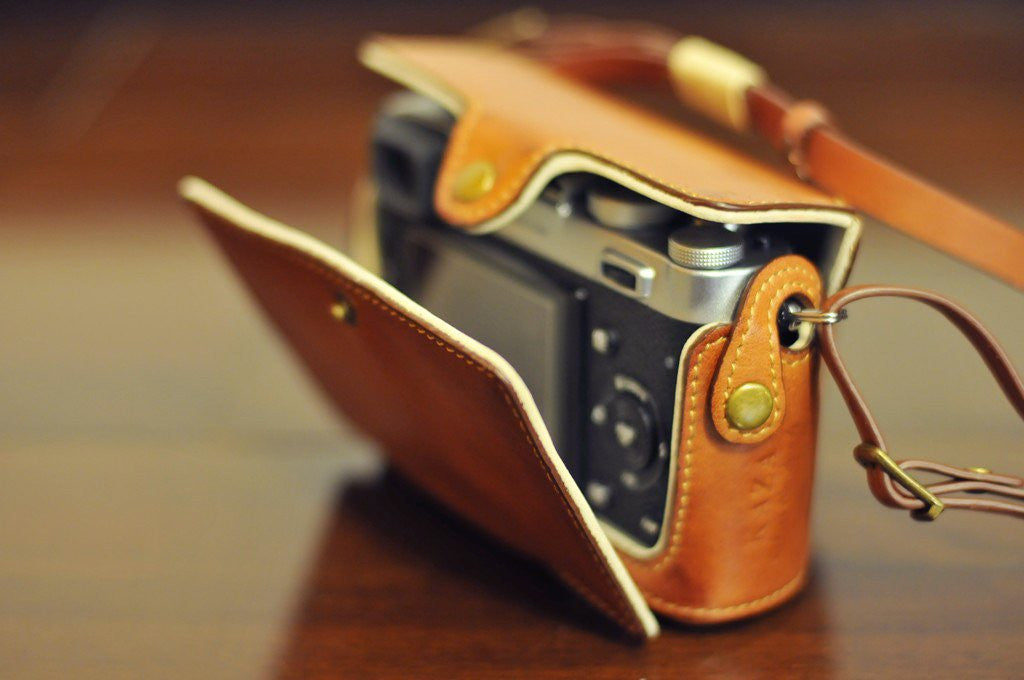 Case Fujifilm X10 Full Body Camera PU Leather Case Bag With Strap