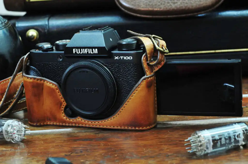 Fujifilm X T100 Leather Camera Case - kaza-deluxe