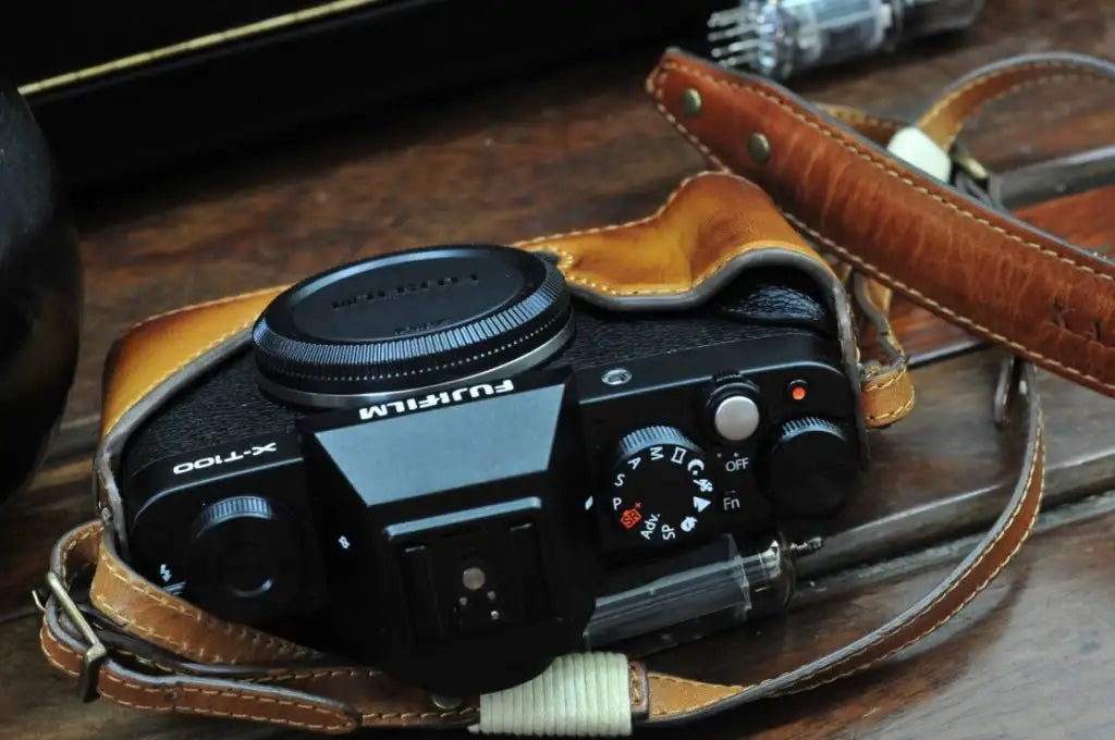 Fujifilm X T100 Leather Camera Case - kaza-deluxe